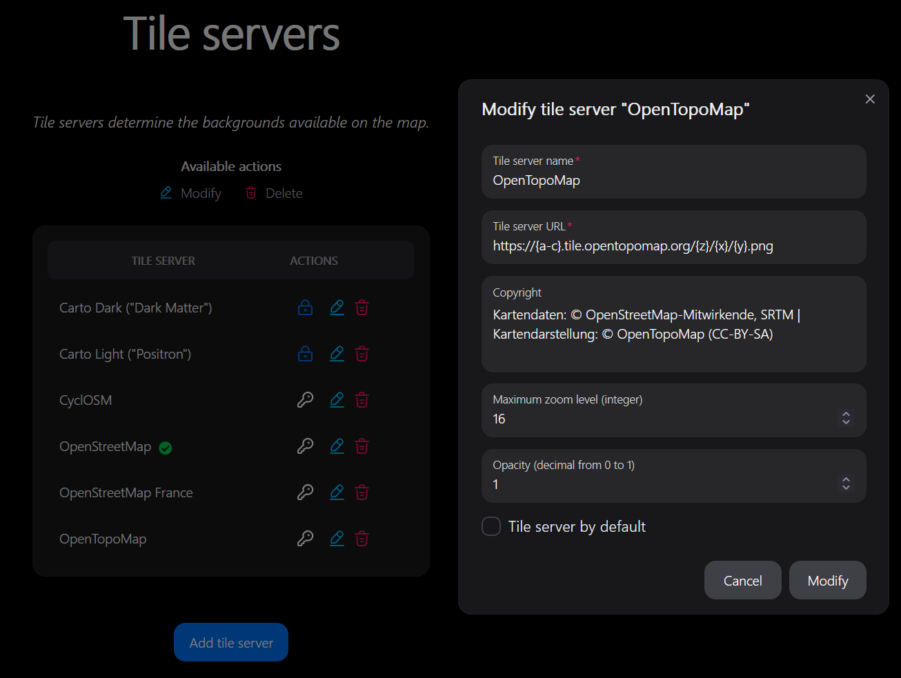 Background catalogue and one configuration form
