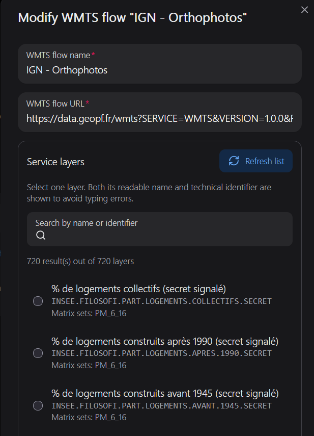 Layer search and titles/identifiers