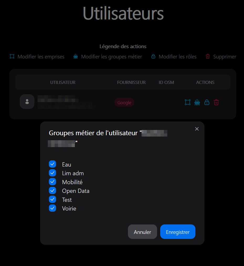Modification d’un utilisateur